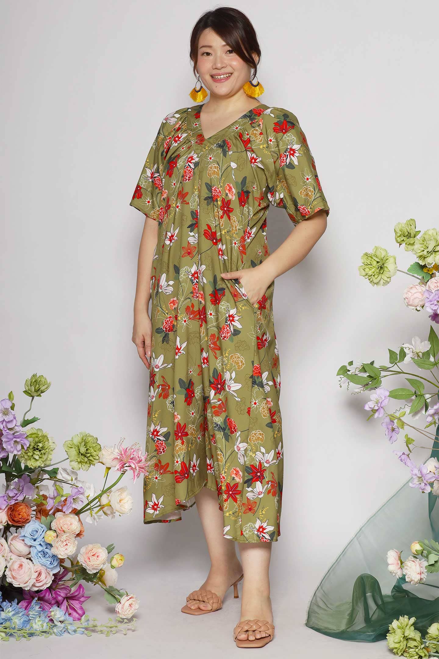 Whitney Wrap Dress in Olive