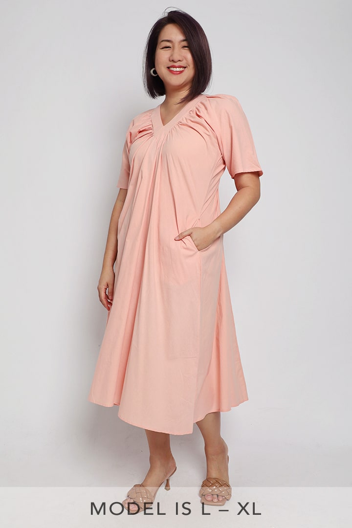 Whitney V Dress in Pastel Pink