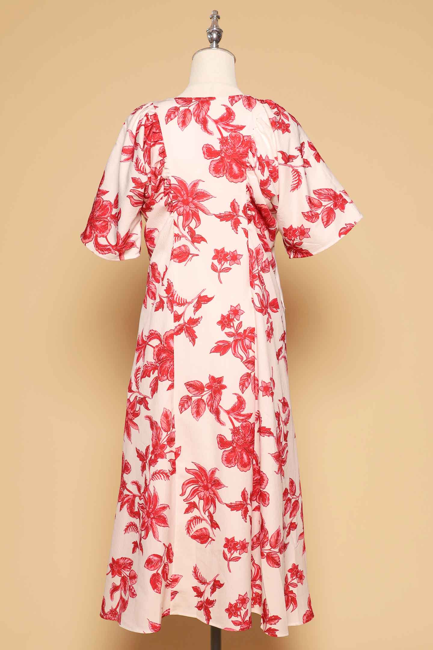 PO - Whitney V Dress in Red Festive Blooms