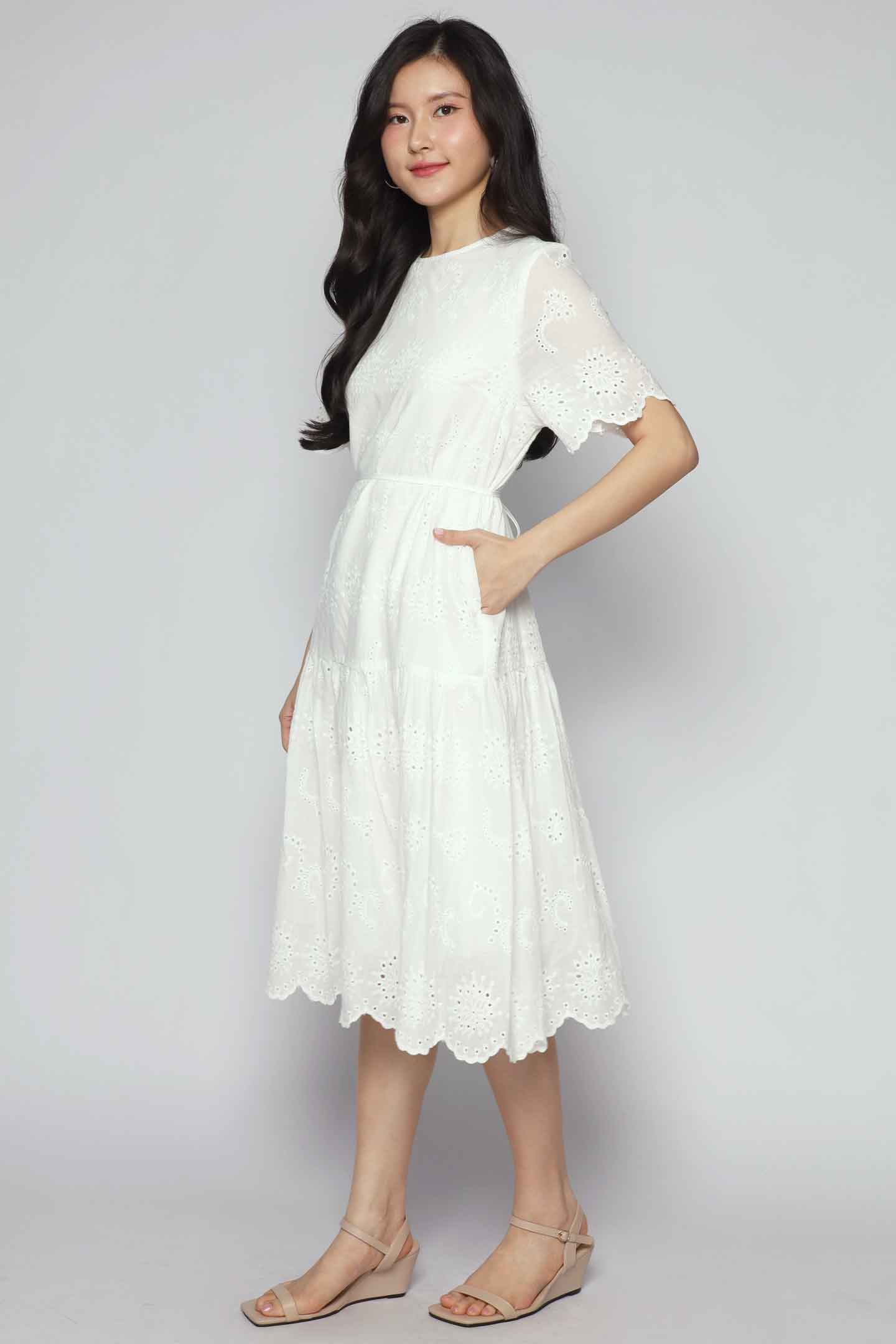 Winona Dress in White Crochet
