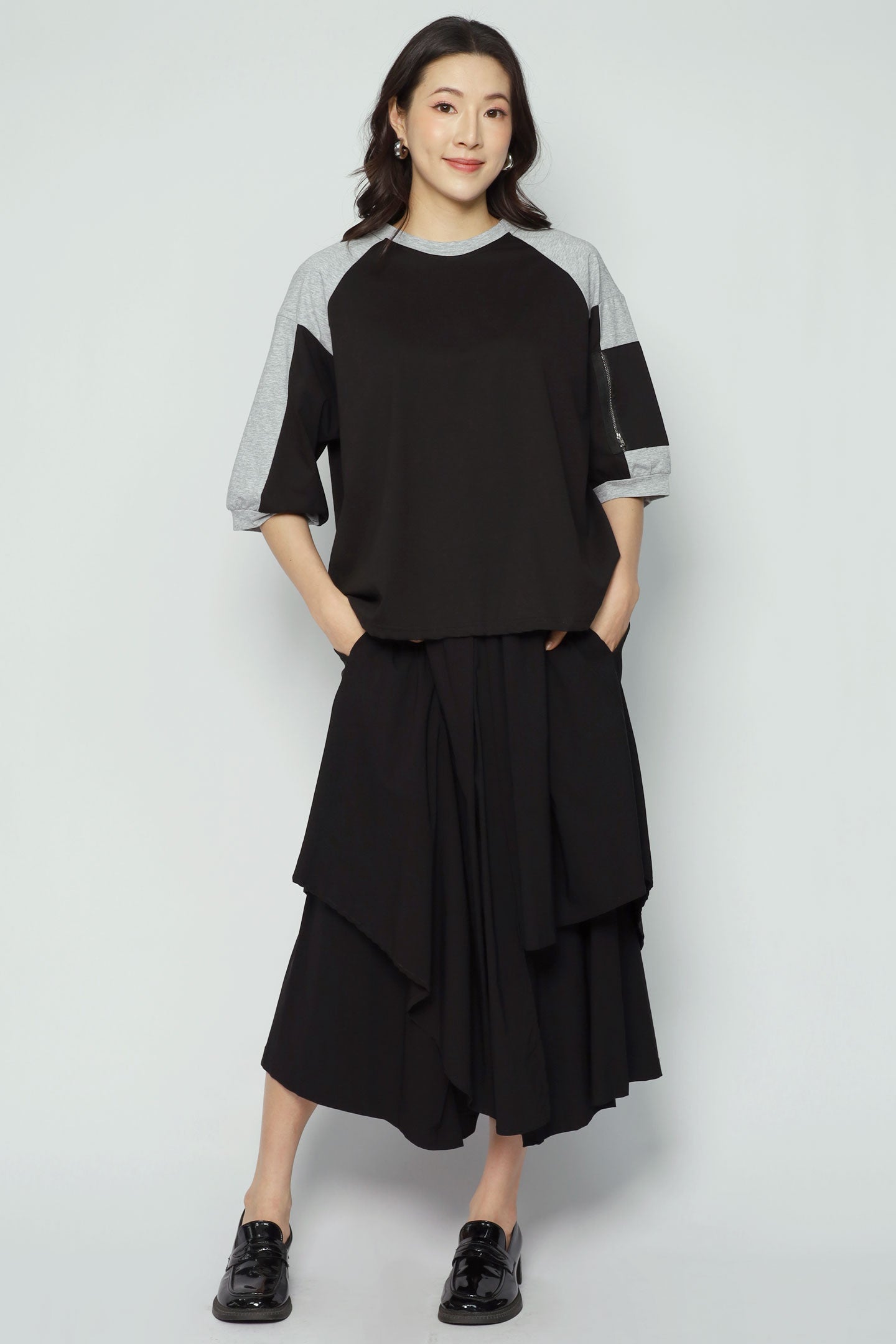 Yewen Colourblock Top in Black