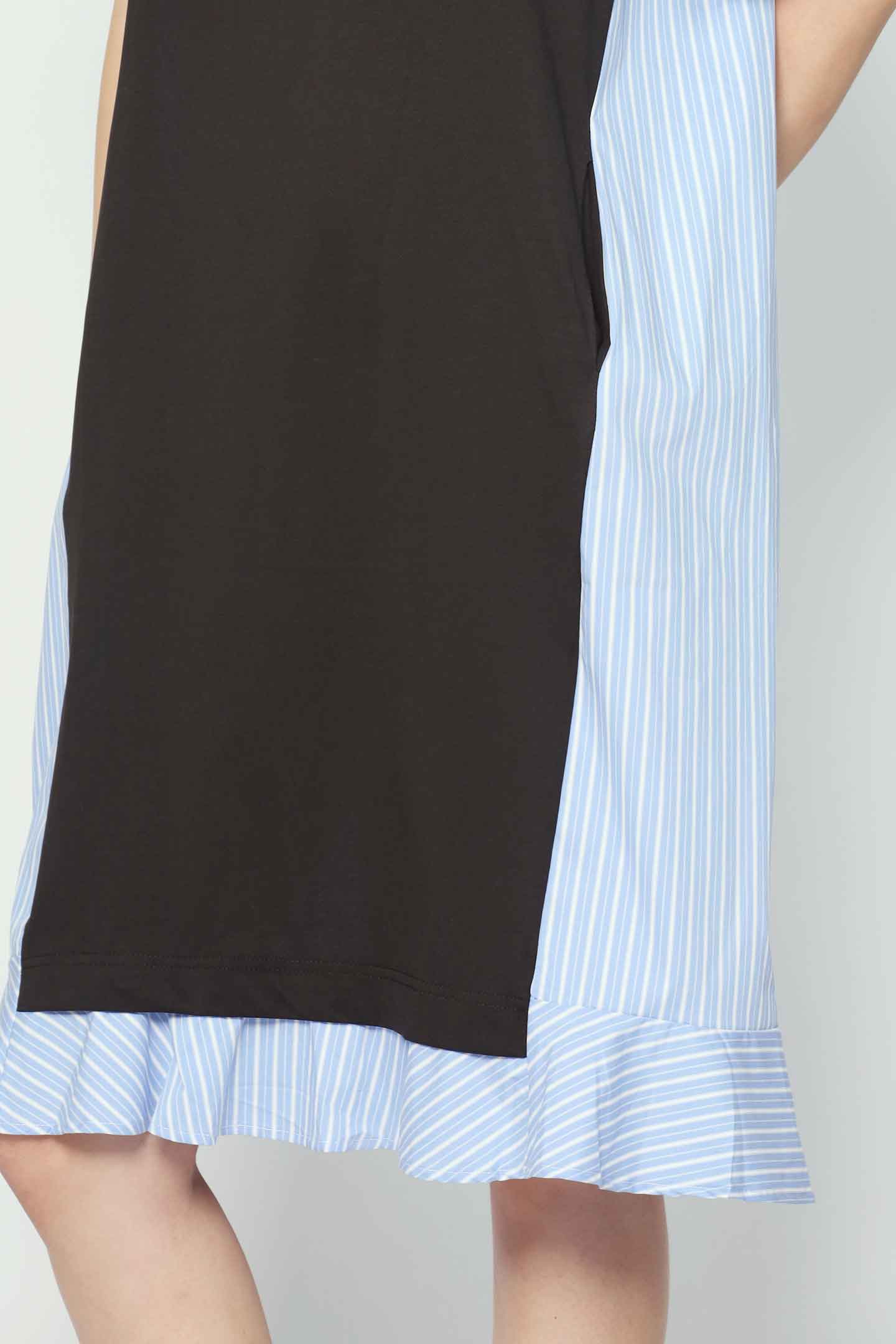 Yong Pinstripes Dress in Black