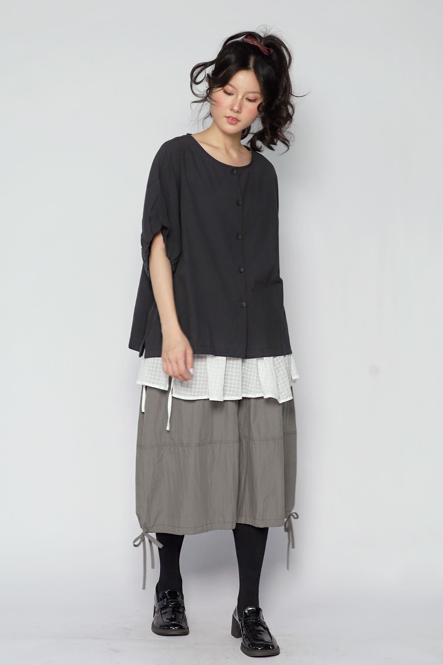 JOY - Yoro Reversible Shirt in Black Stripe