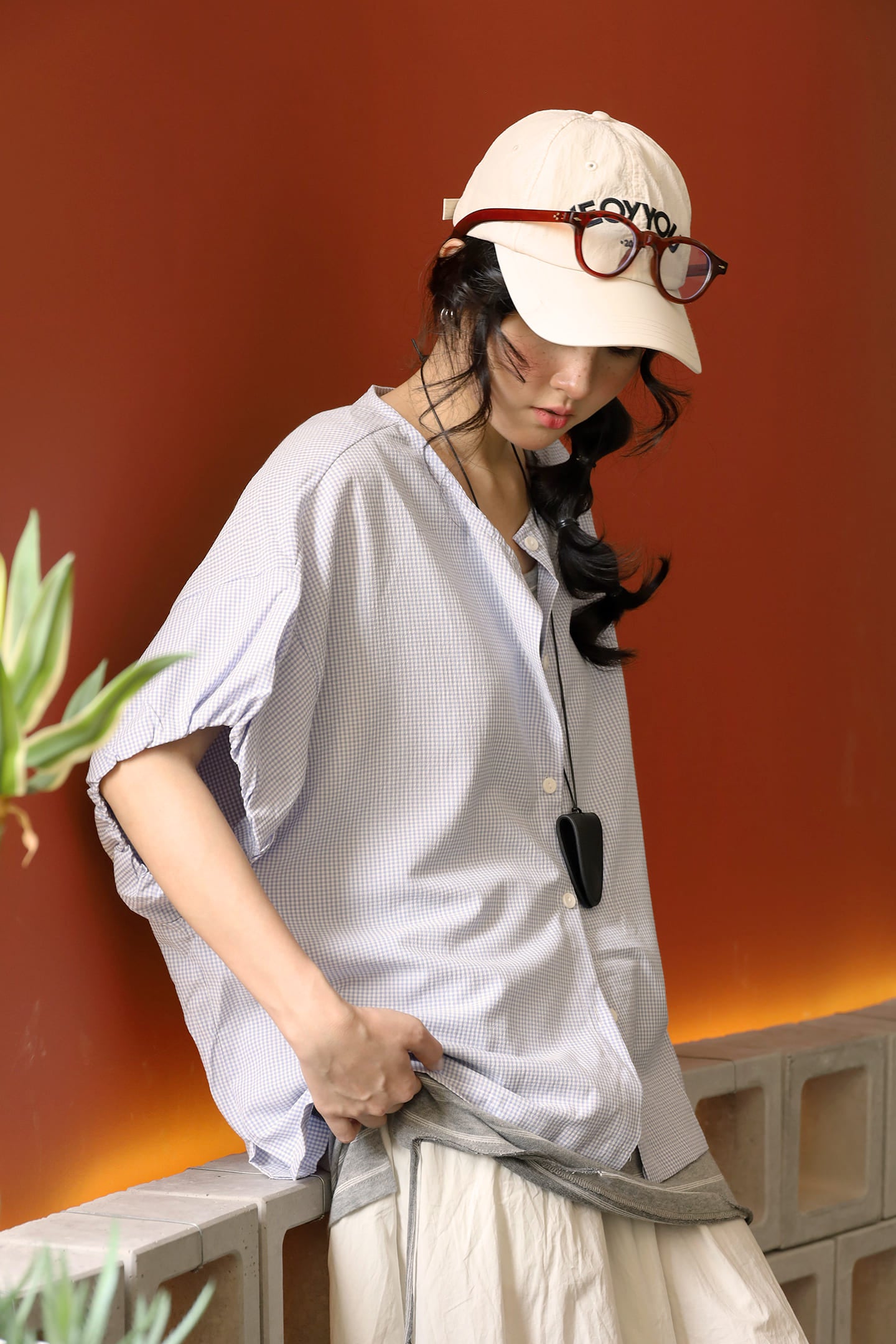 JOY - Yoro Reversible Shirt in Blue Check