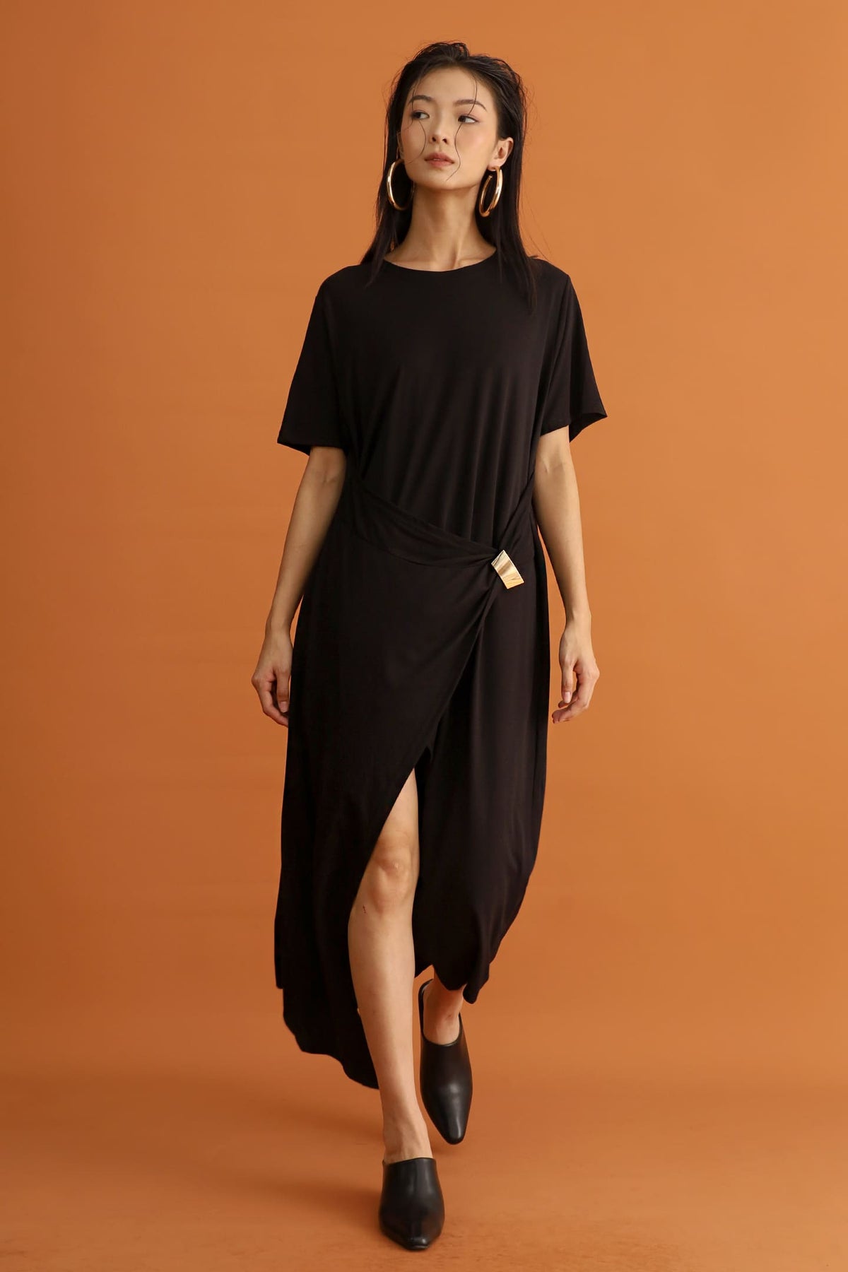 CHOSEN - Yoru Drape Dress in Black