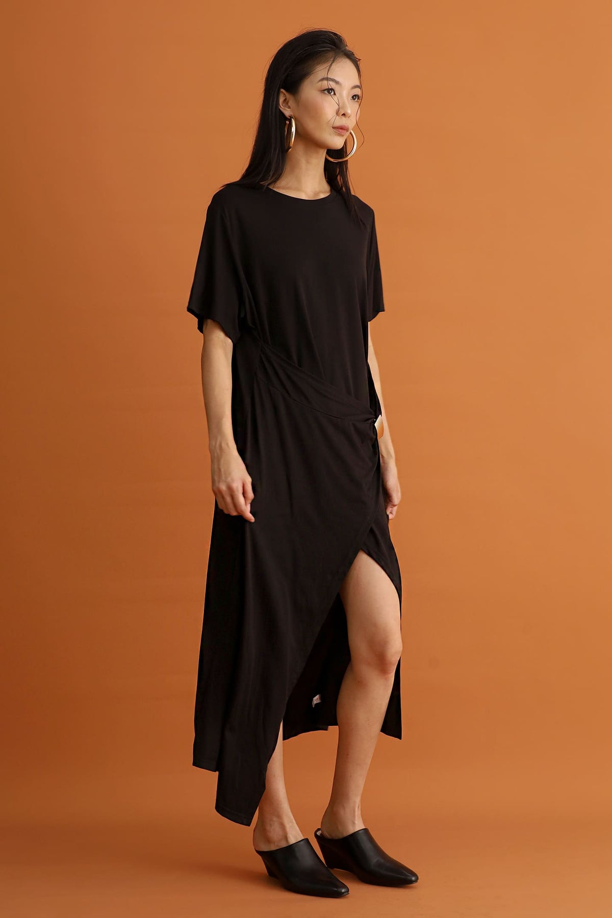 CHOSEN - Yoru Drape Dress in Black