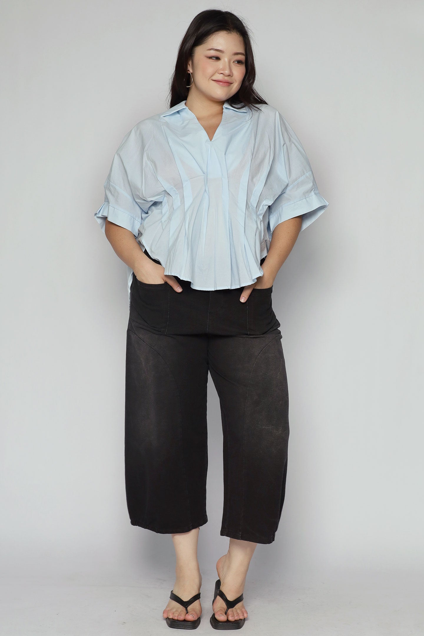 Yuka Pleated Top in Blue