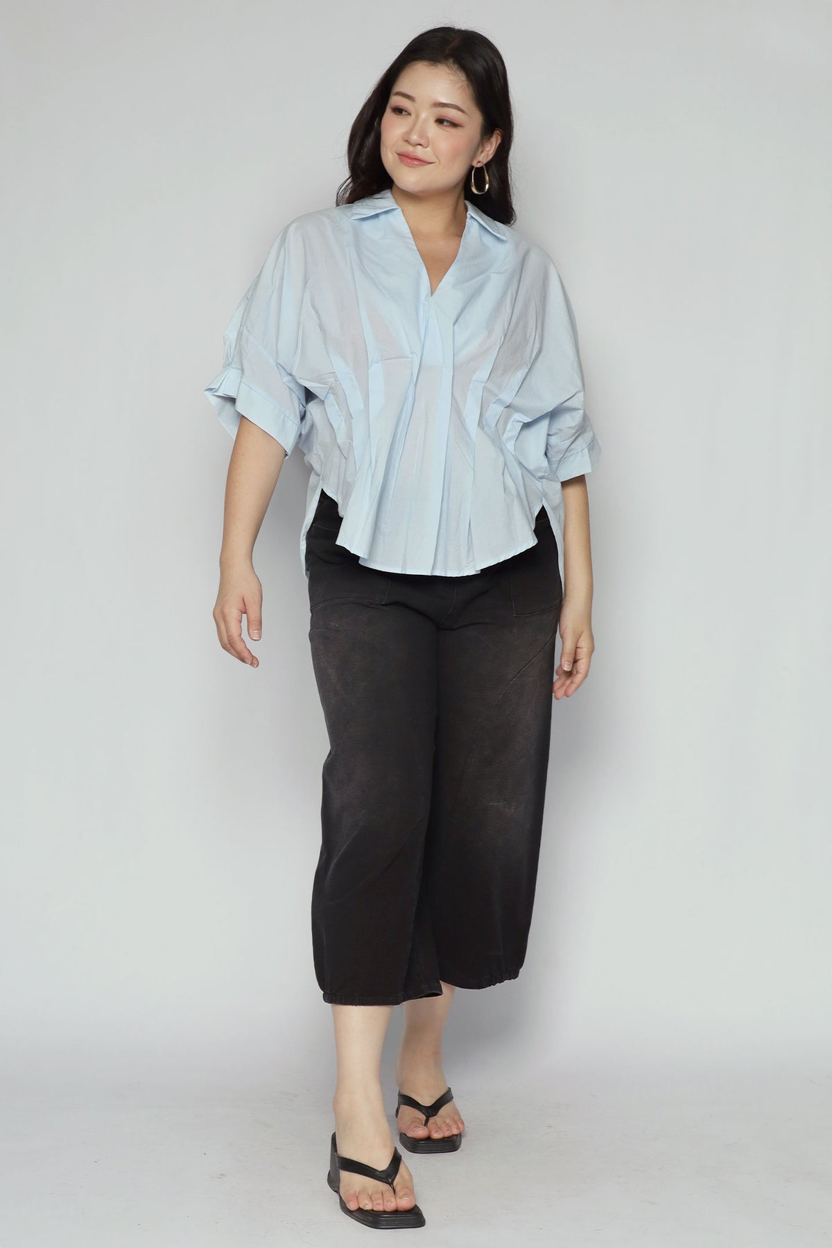 Yuka Pleated Top in Blue