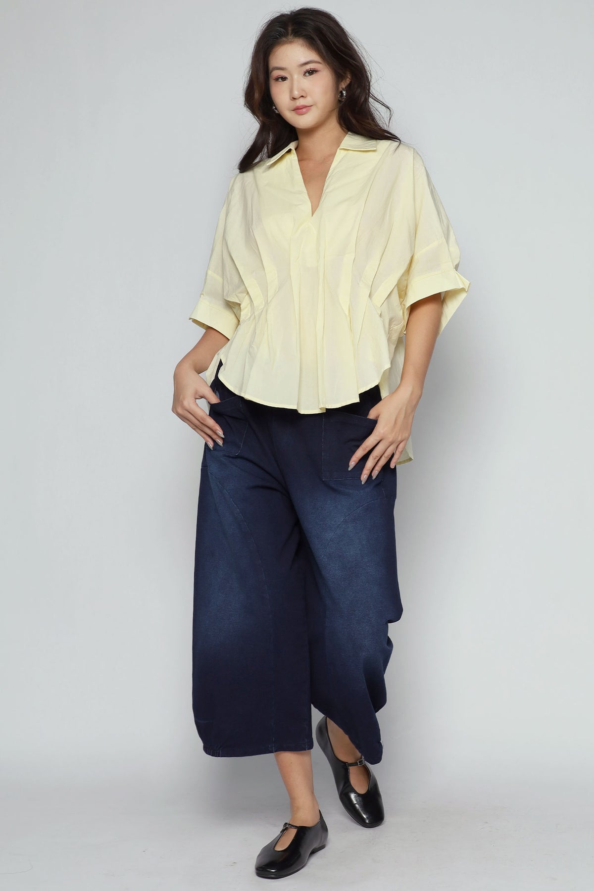 Yuka Pleated Top in Yellow