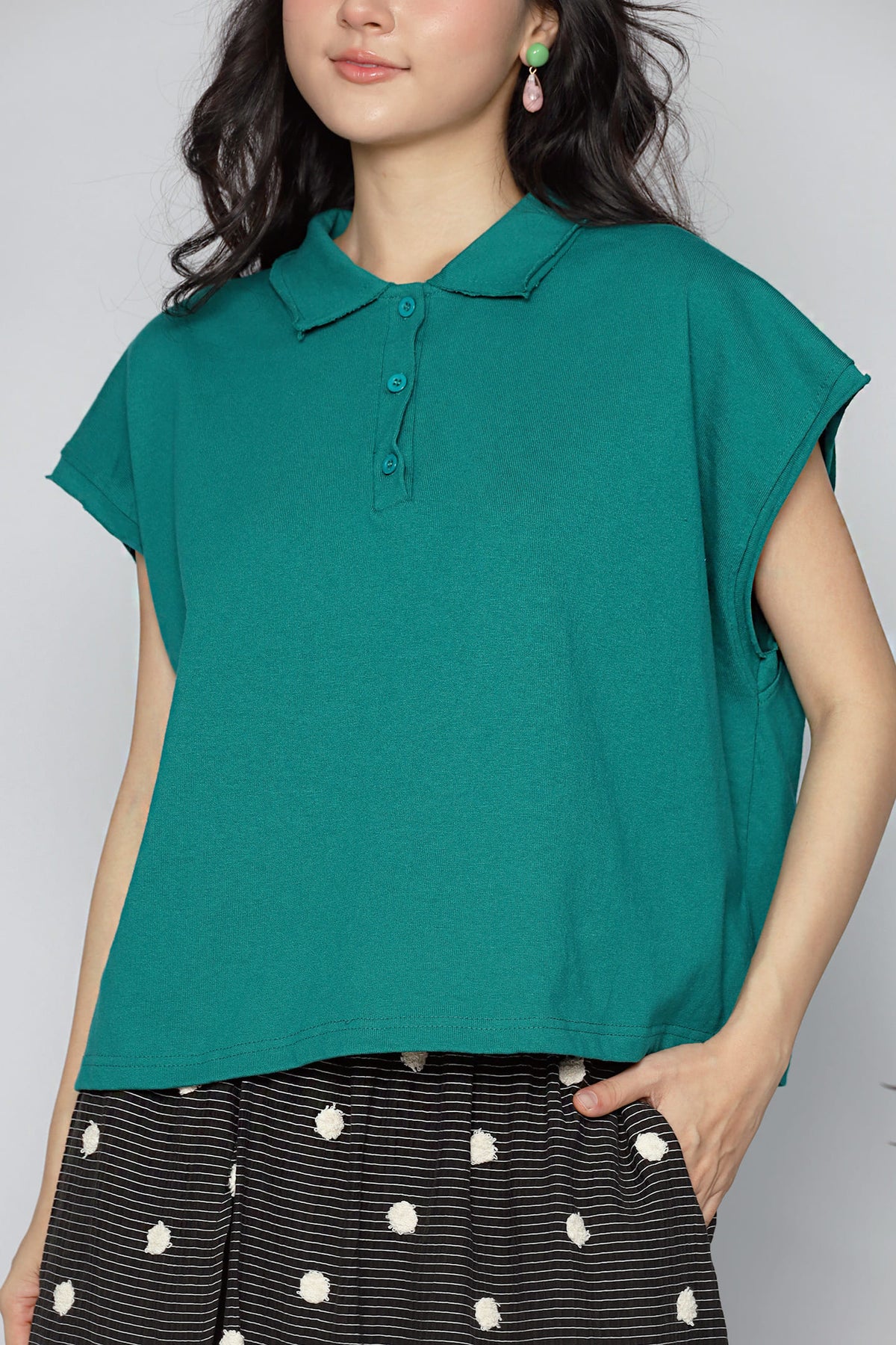 JOY - Zinnie Polo Top in Green