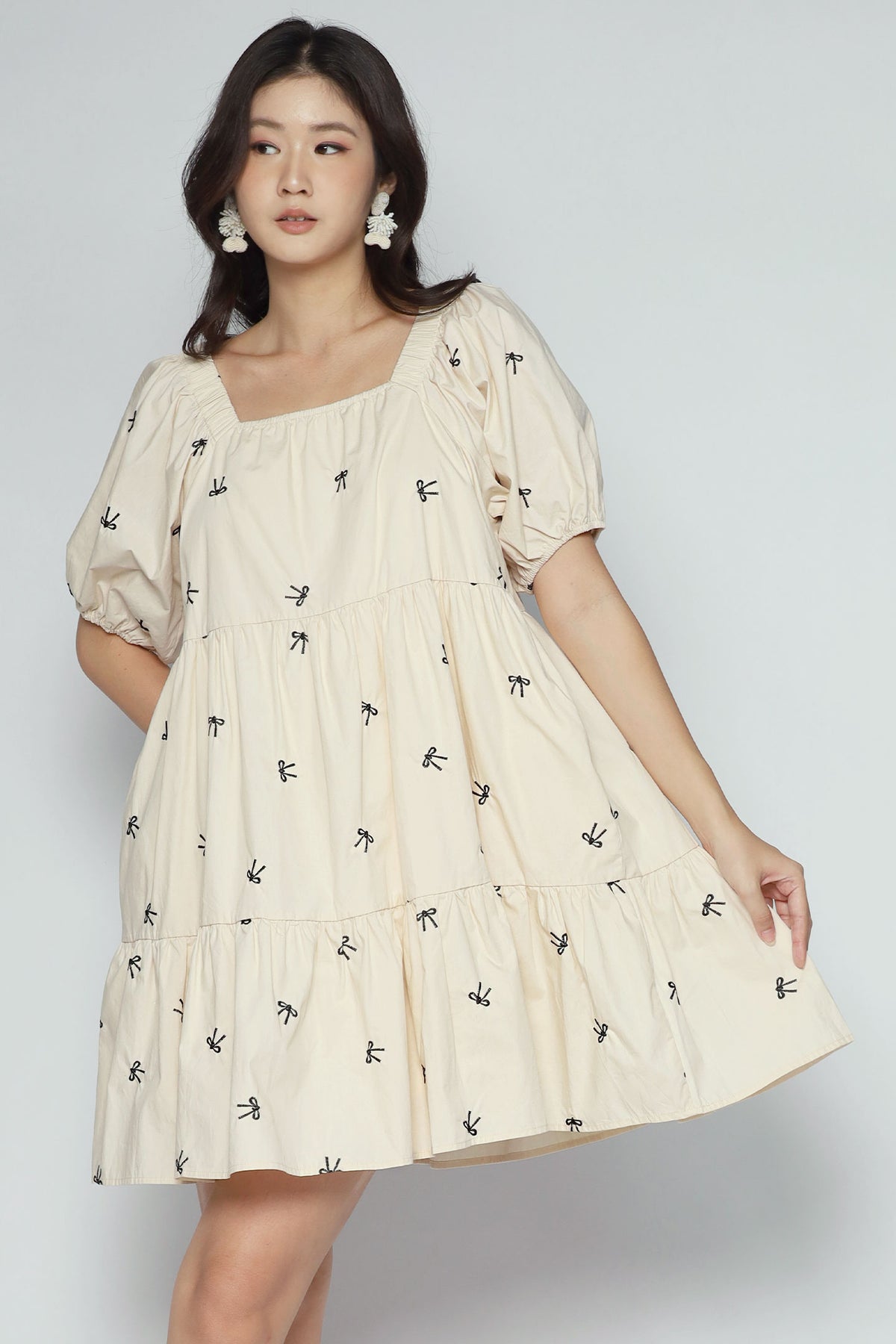 Zozo Dress in Cream Ribbon