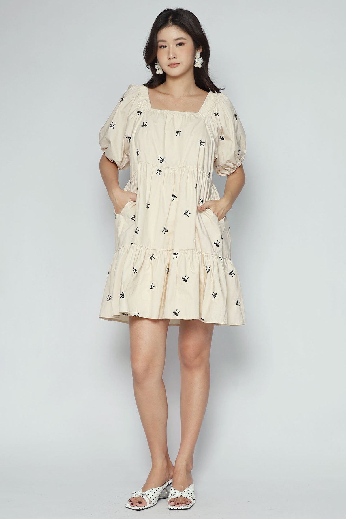 Zozo Dress in Cream Ribbon