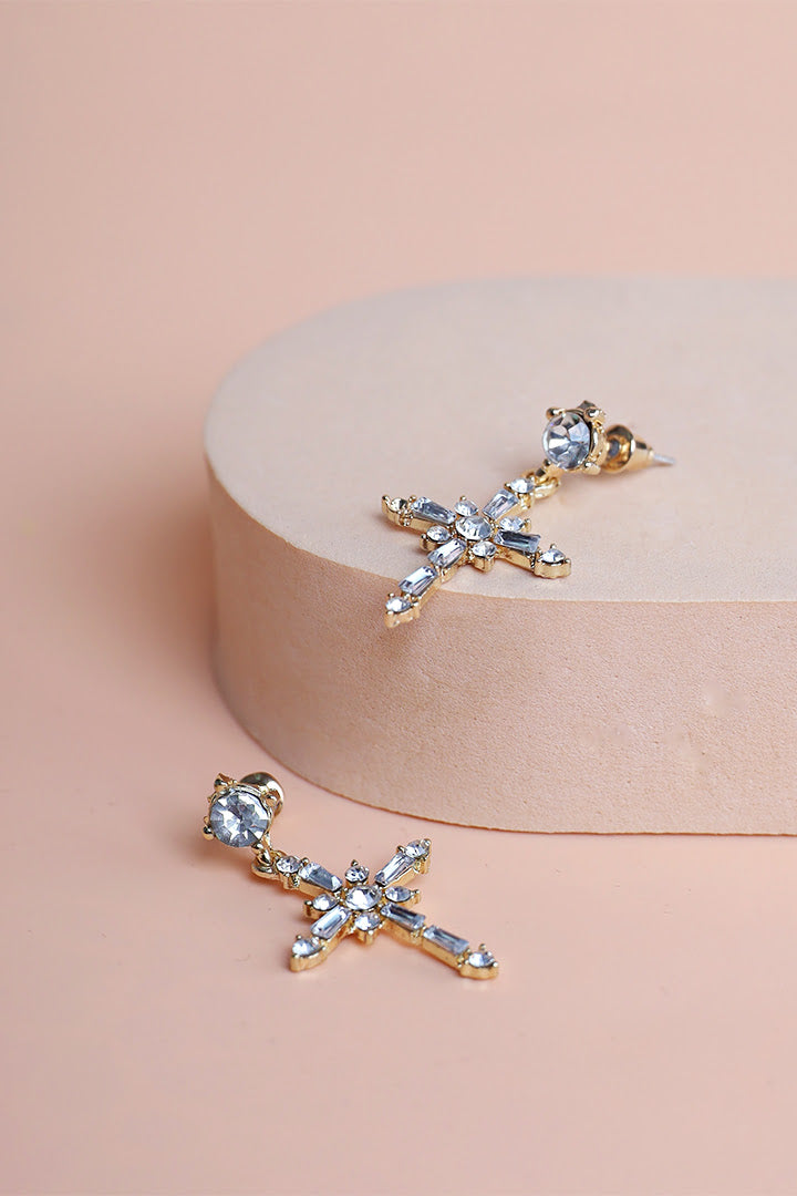 Bejeweled Cross Stud Earrings