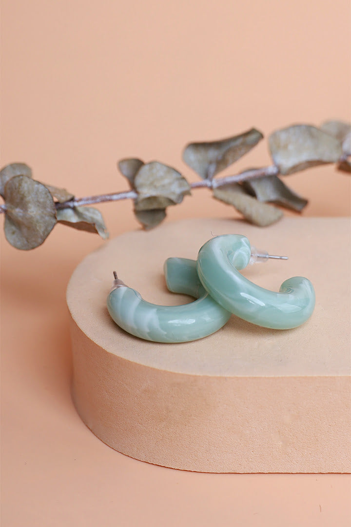 Opaque Jade C-Hoop Earrings