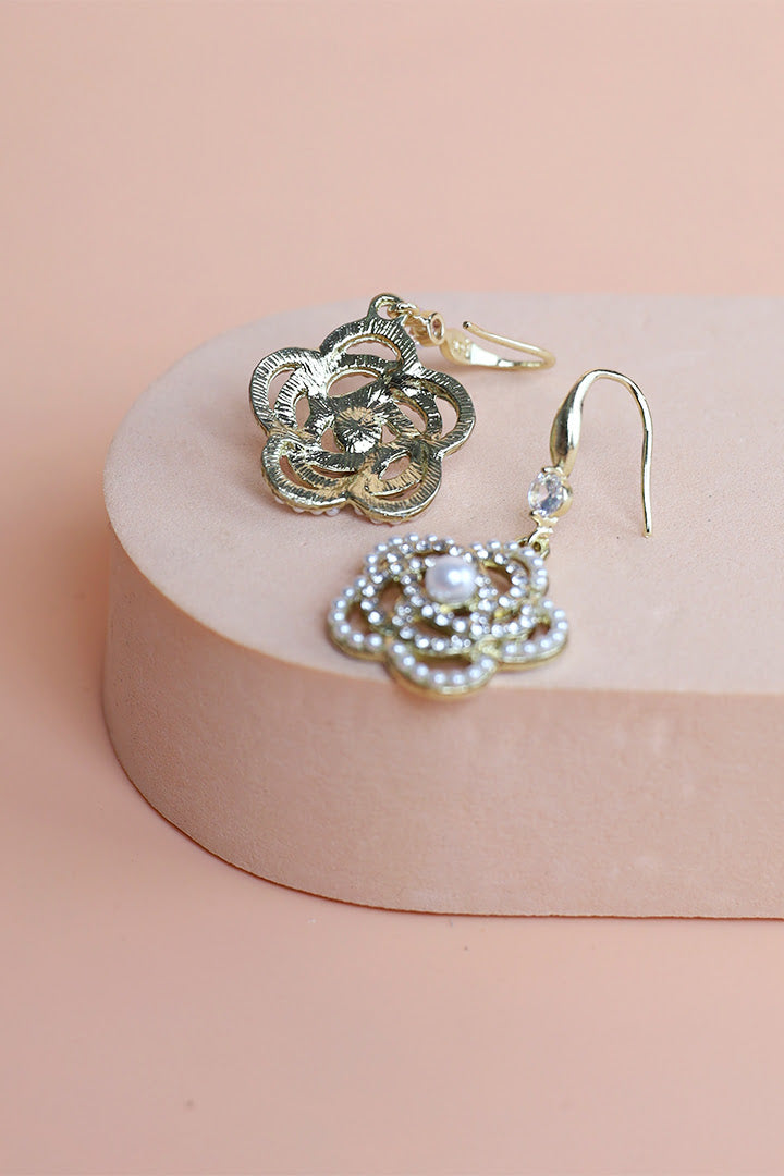 Classy Rose with Mini Pearls Earrings