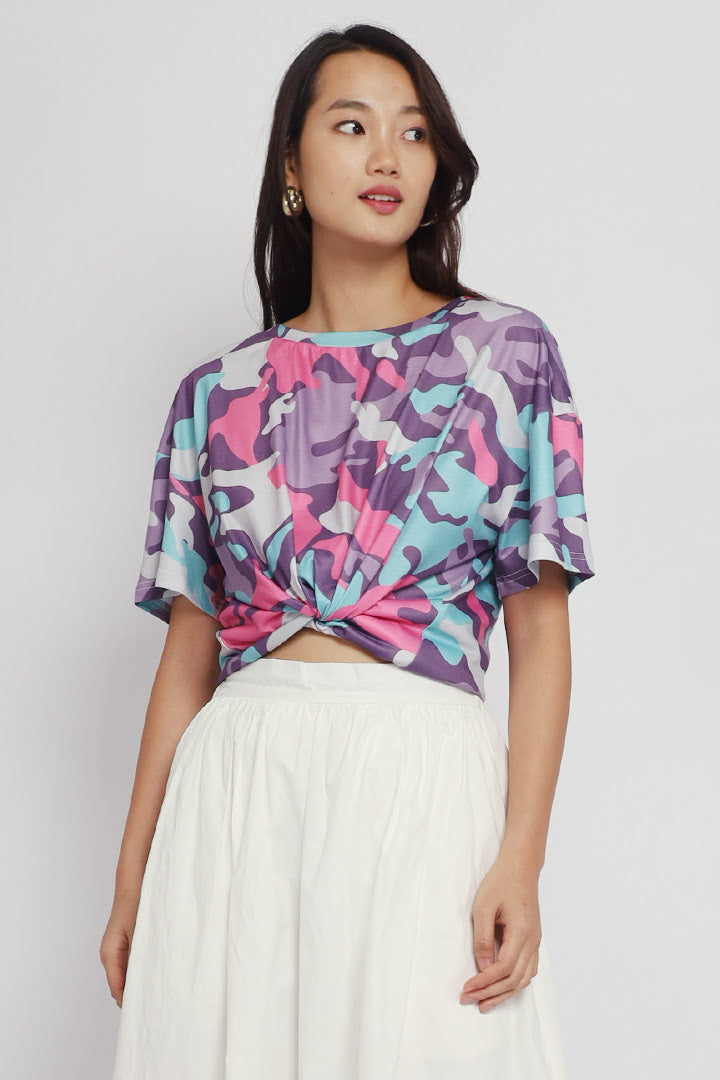 Trilly Chain Candy Camo Top in Purple