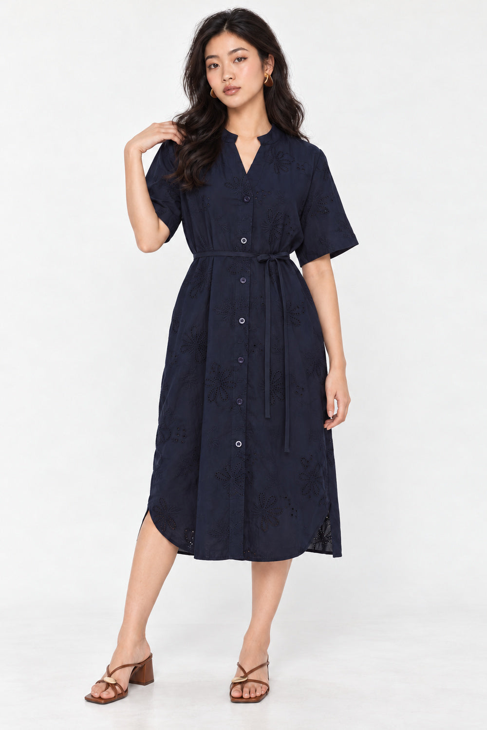 Eline Shirt Dress in Blue Eyelet Dream