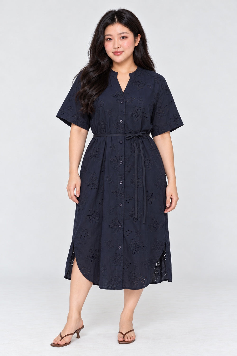 Eline Shirt Dress in Blue Eyelet Dream