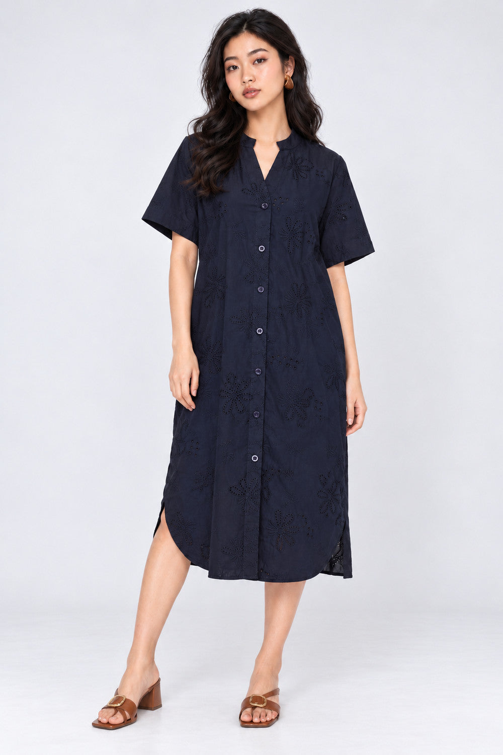 Eline Shirt Dress in Blue Eyelet Dream