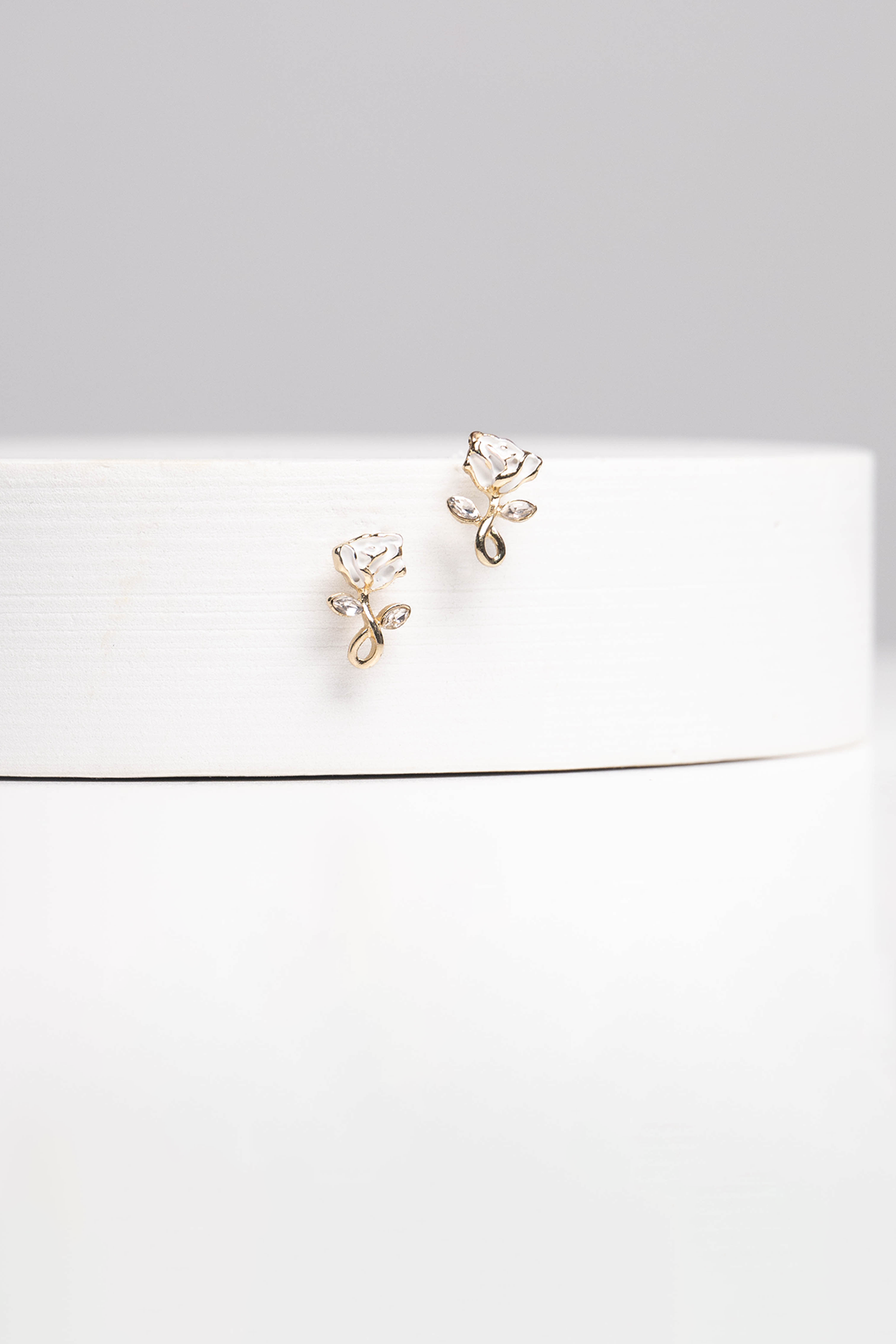 Freya White Rose Earrings