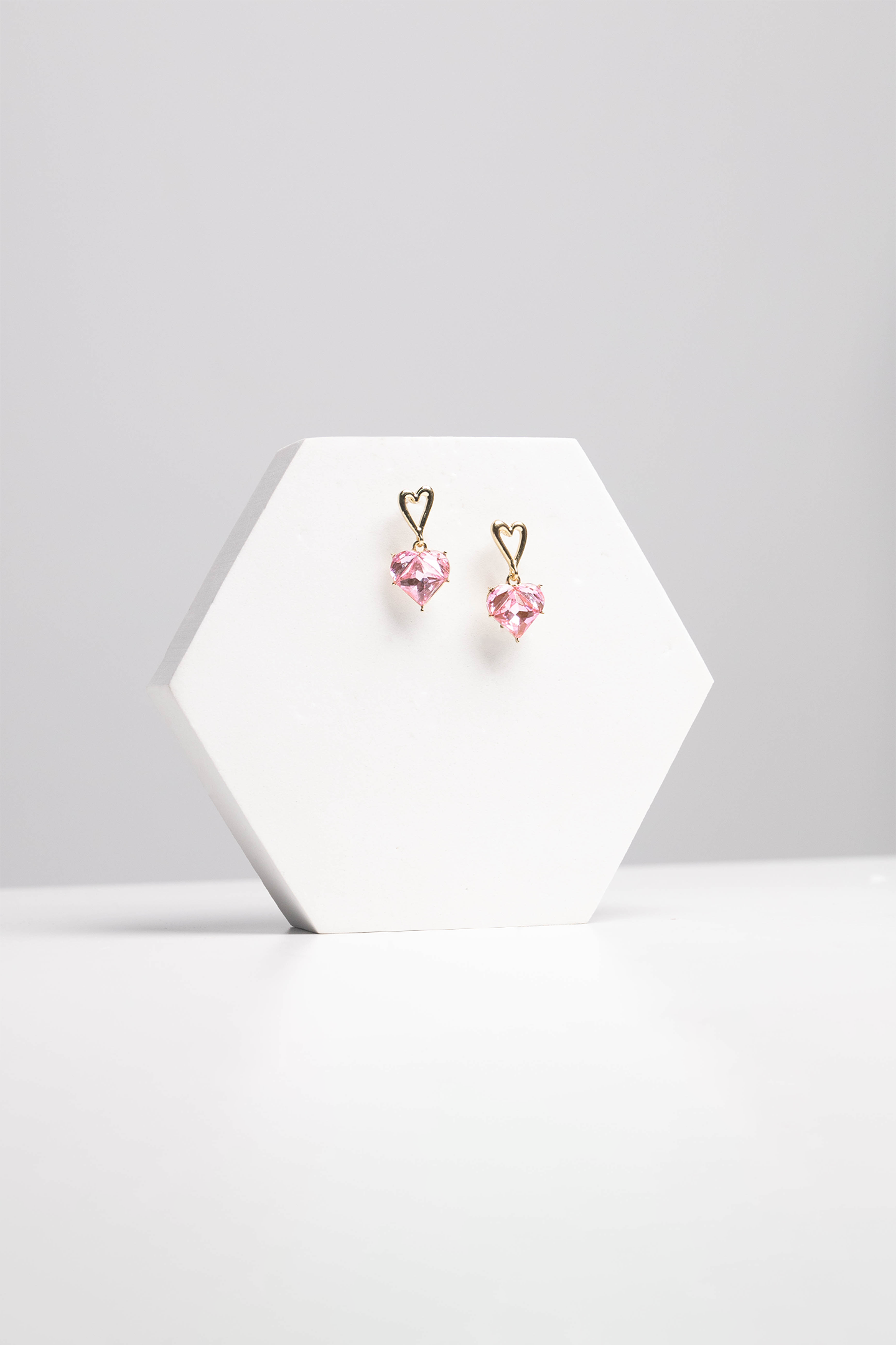 Pink Heart Crystal Earrings