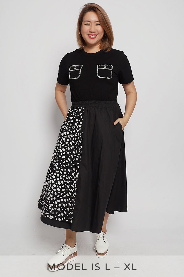Carmel Polkadot Skirt in Black