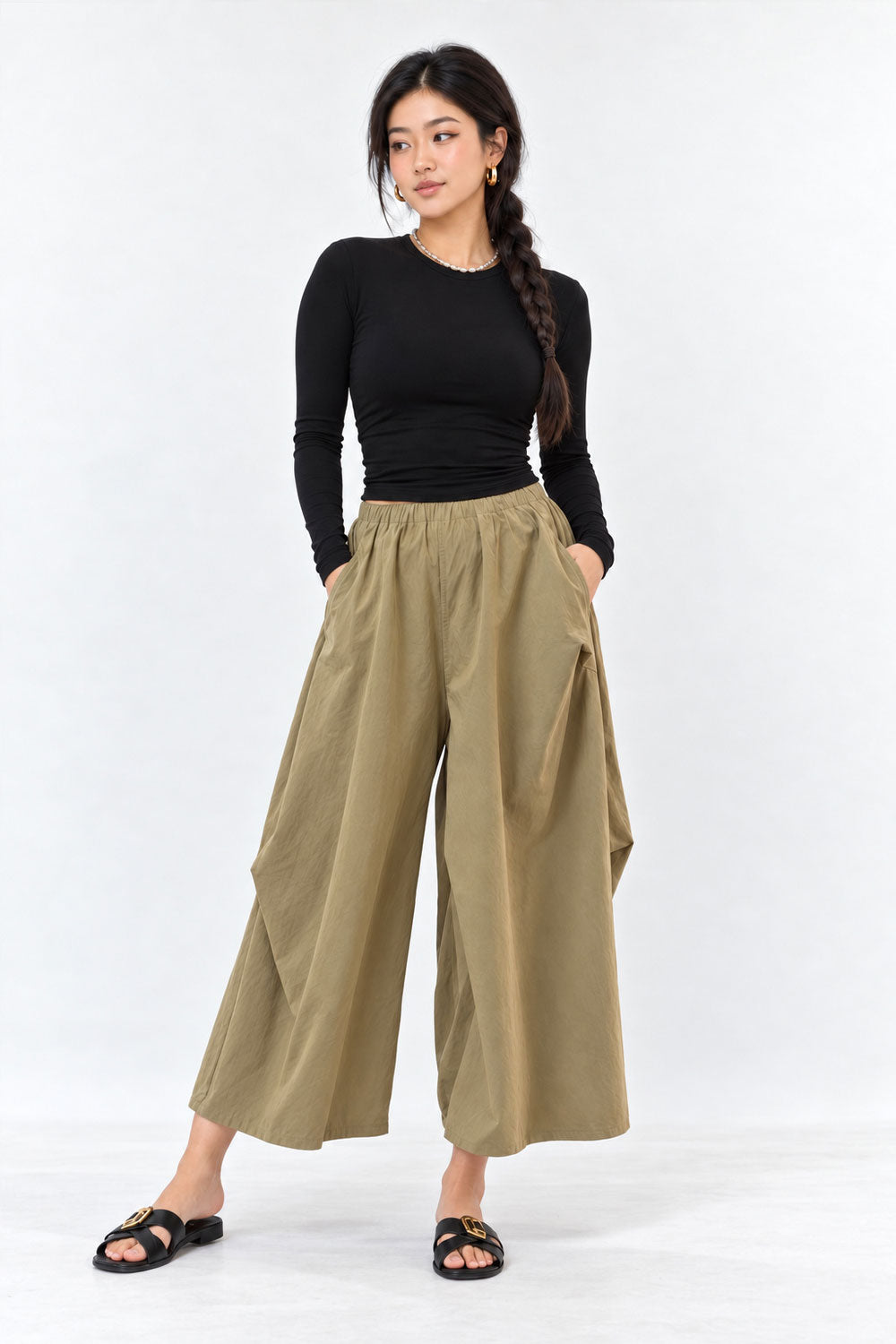 Dreama Culottes in Khaki