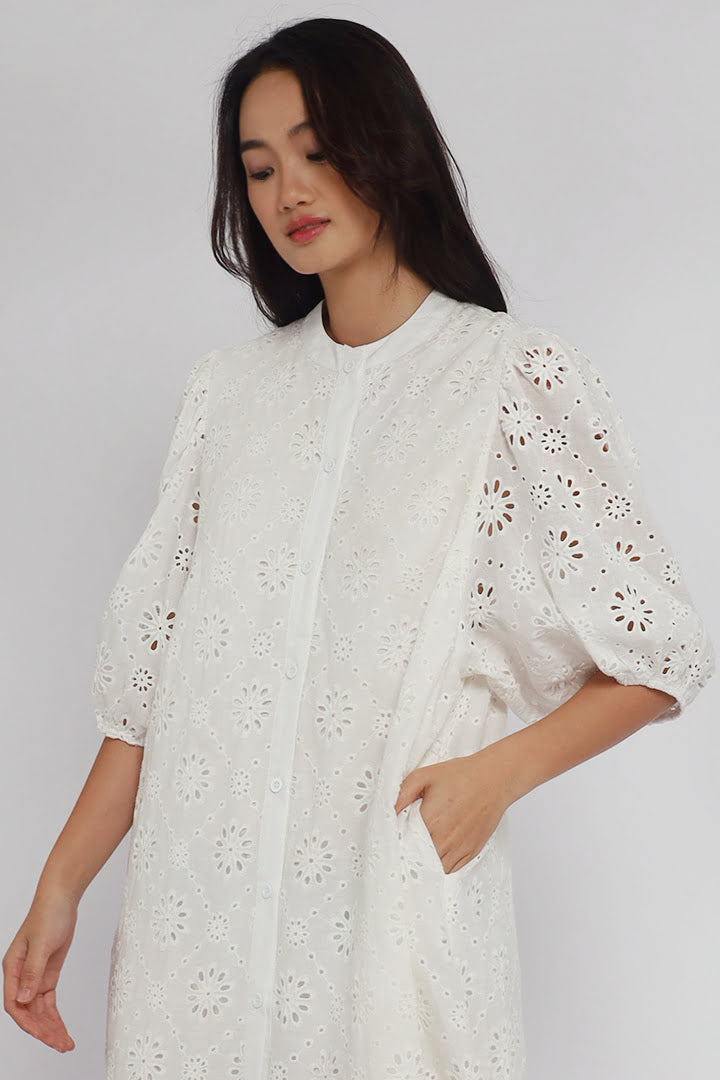 Esther Crochet Dress in White
