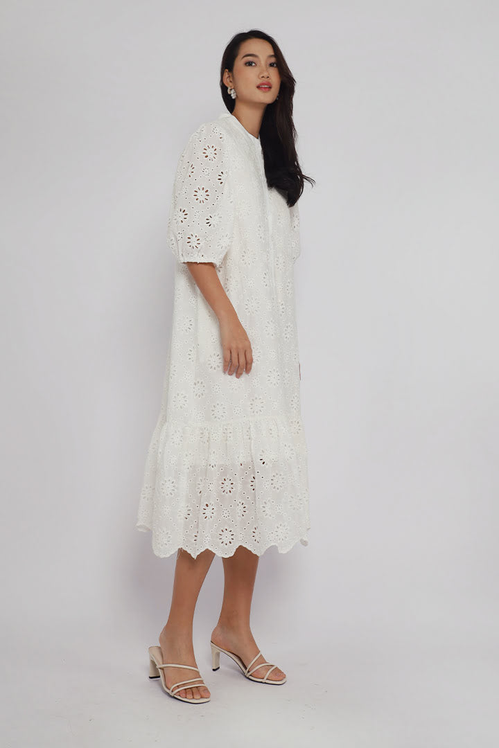 Esther Crochet Dress in White
