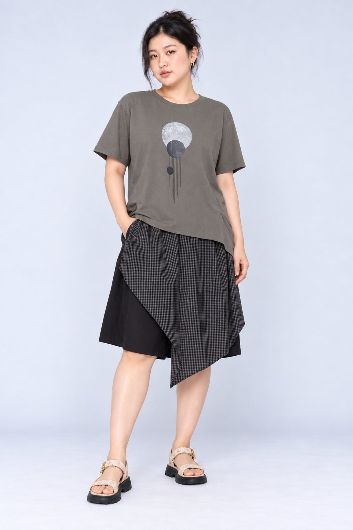 Easy by TE - Sphere Printed Top in Grey
