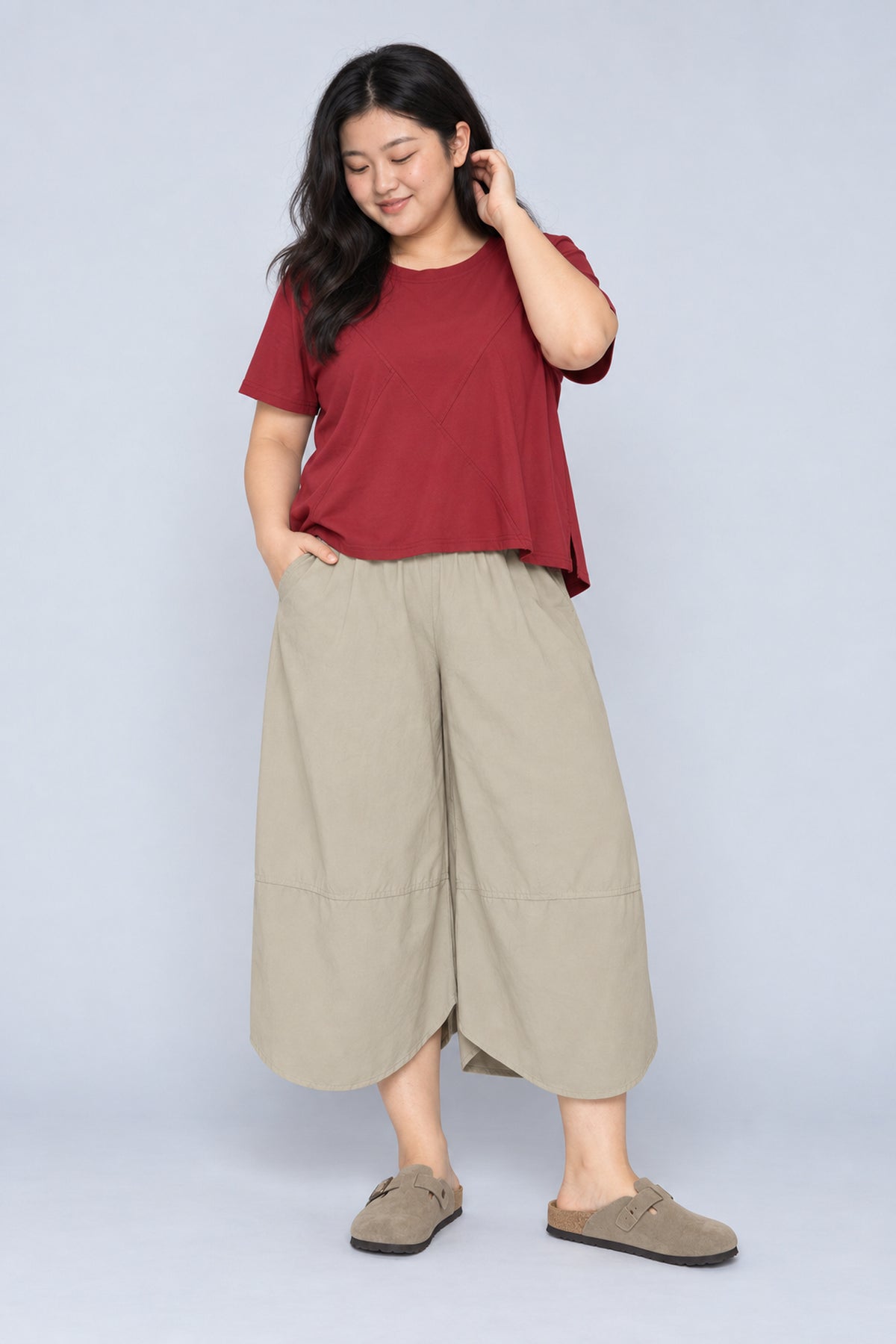 Easy by TE - Uxia Geometric Panel Top in Blush Red