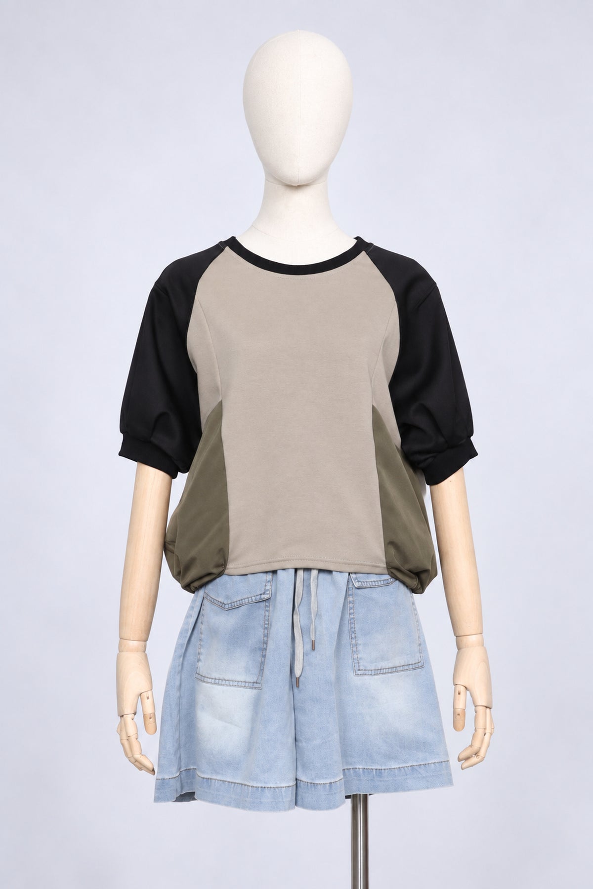 PO - Tressa Colourblock Top in Black Green