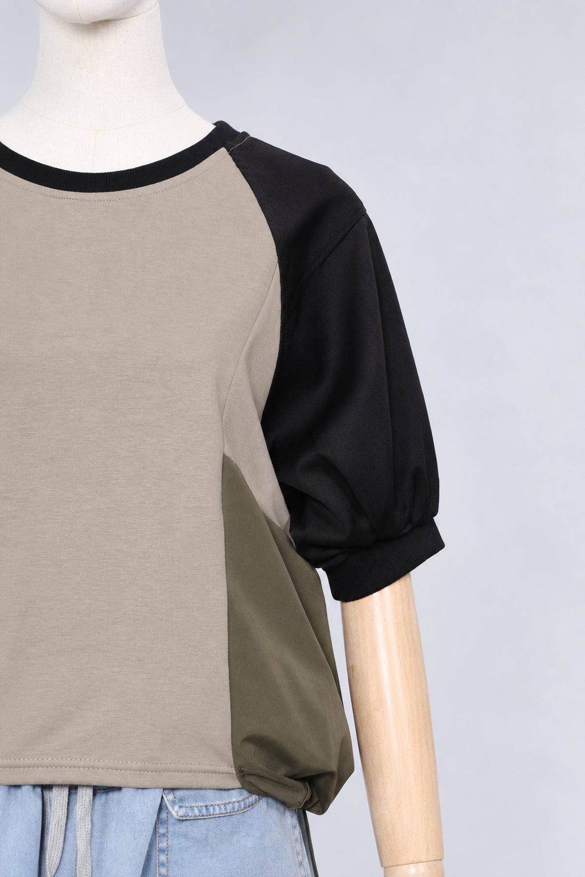 PO - Tressa Colourblock Top in Black Green