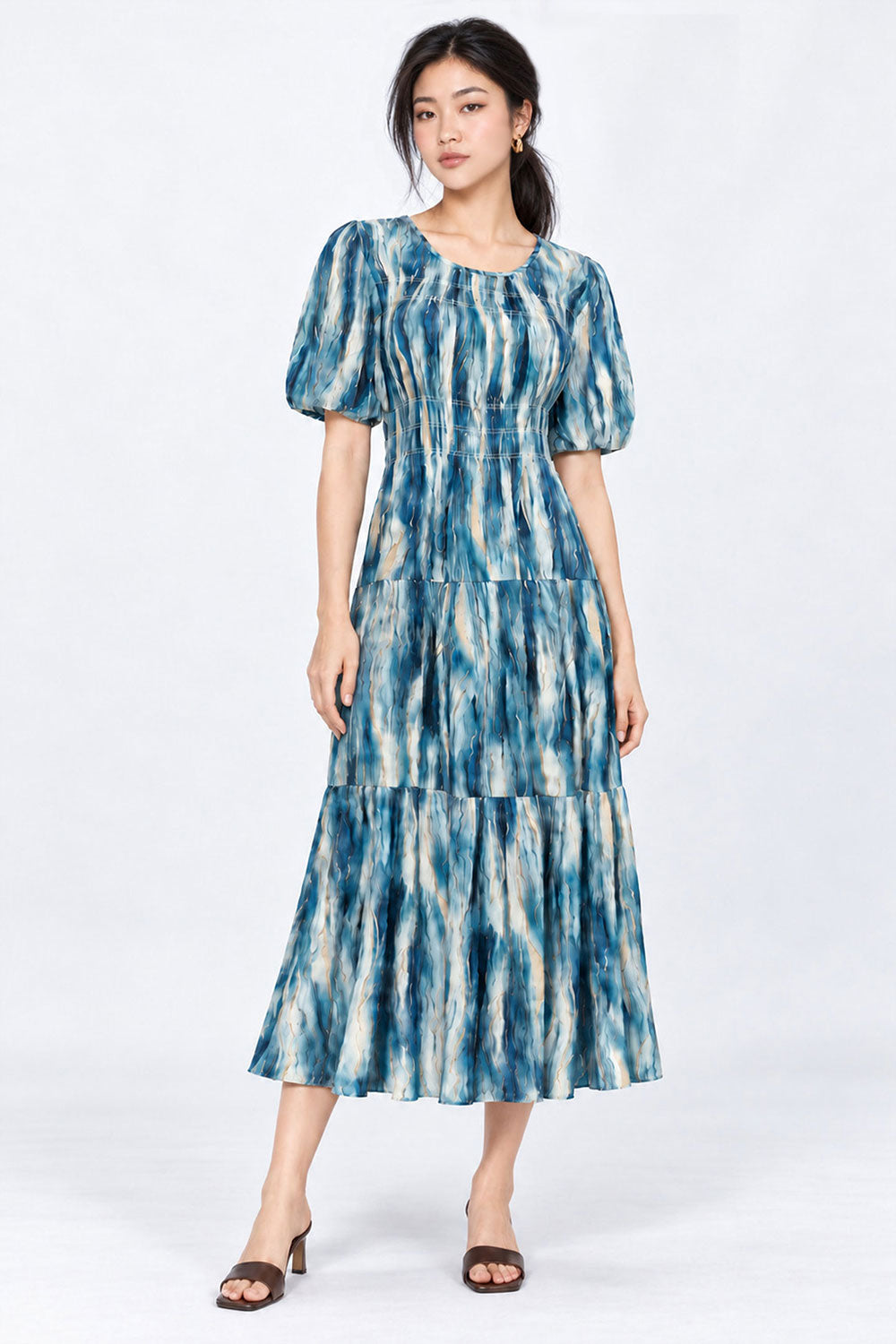 Xoxo Dress in Teal Strokes