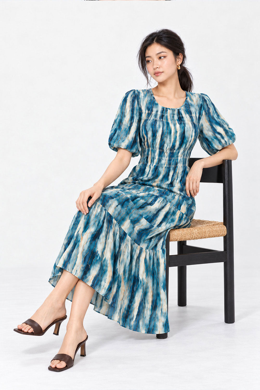 Xoxo Dress in Teal Strokes