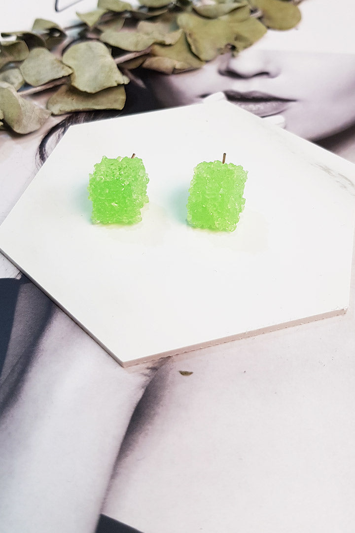 Green Cube Candy Earrings