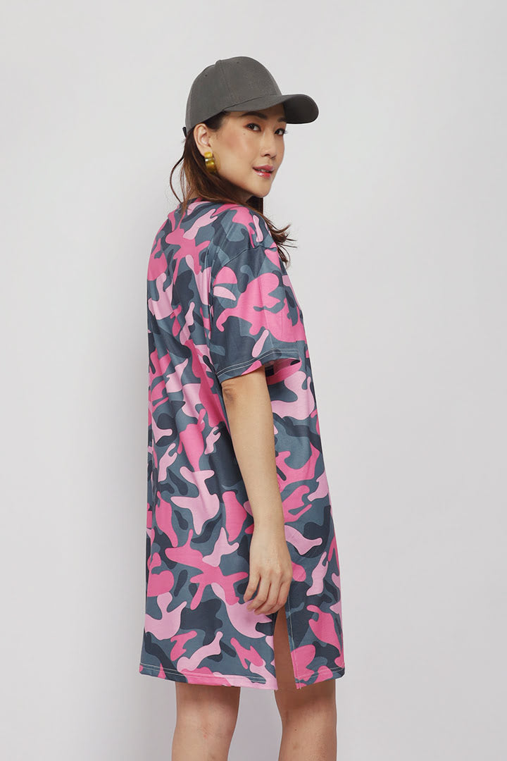 Pink camo hotsell t shirt dress