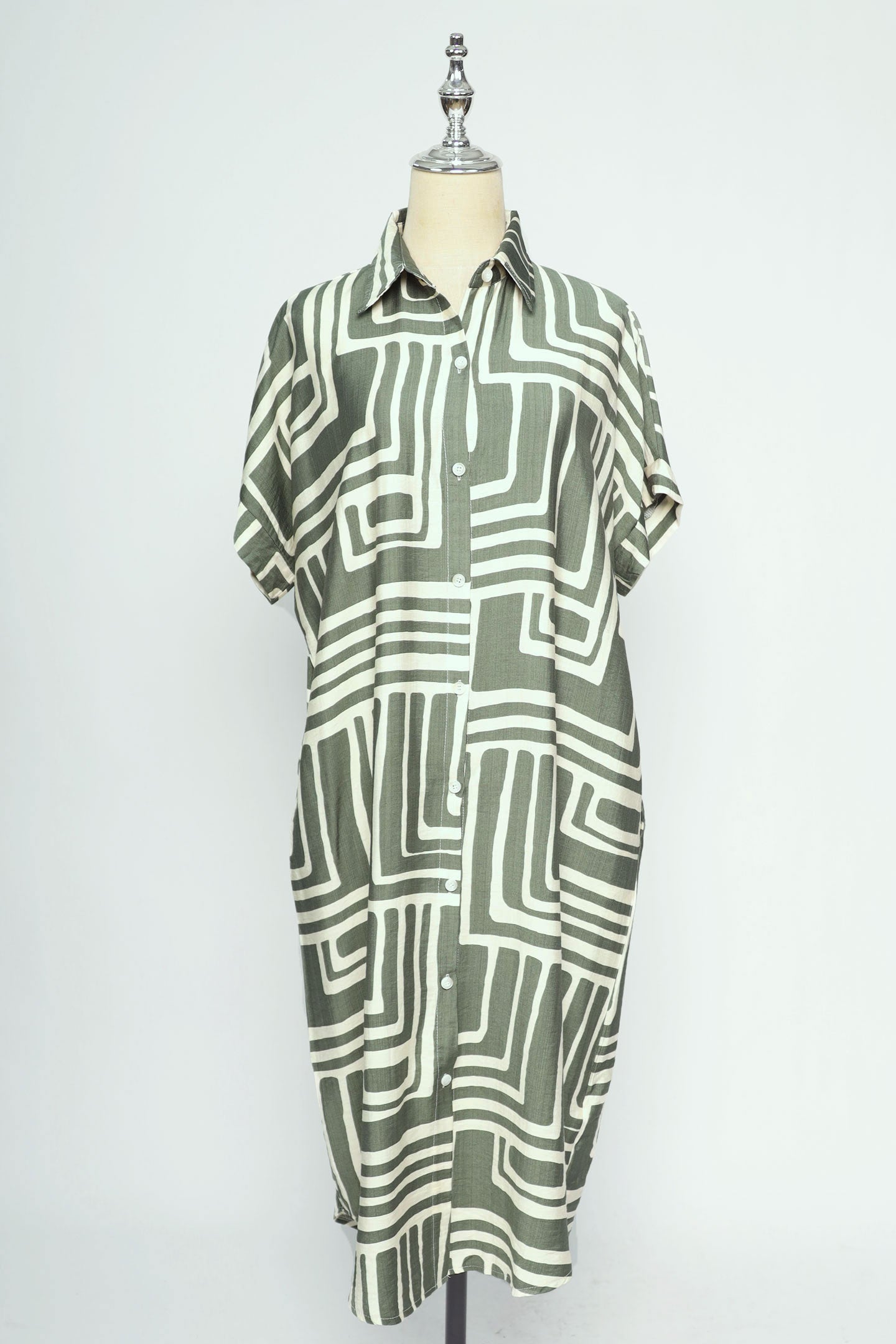 PO - Shanny Shirt Dress in Green Tracks