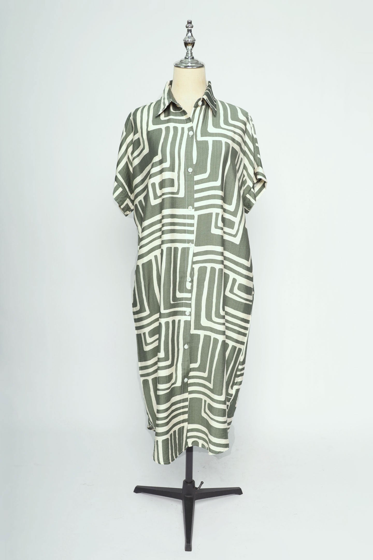PO - Shanny Shirt Dress in Green Tracks