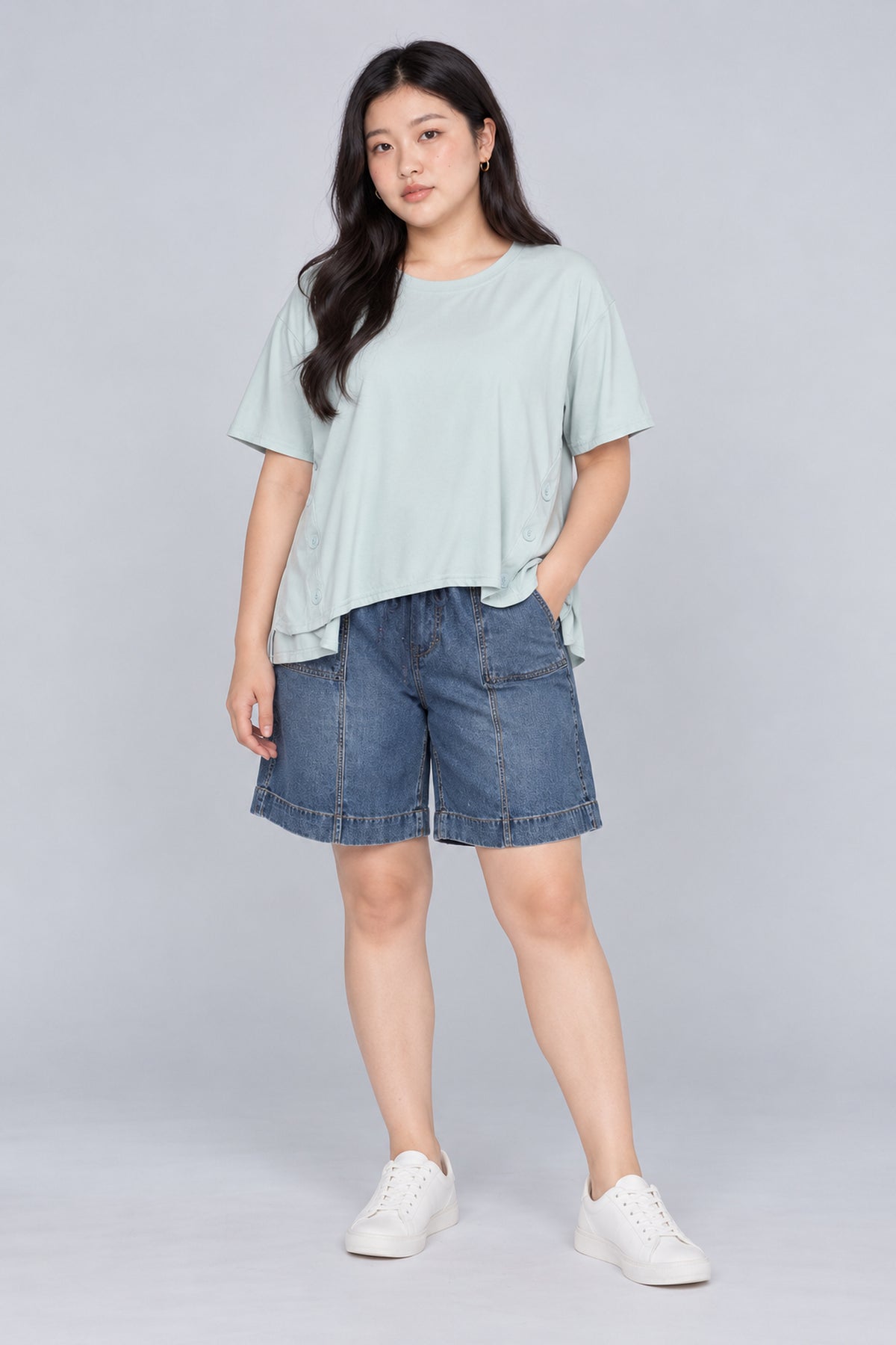 Easy by TE - Monnie Button Top in Blue
