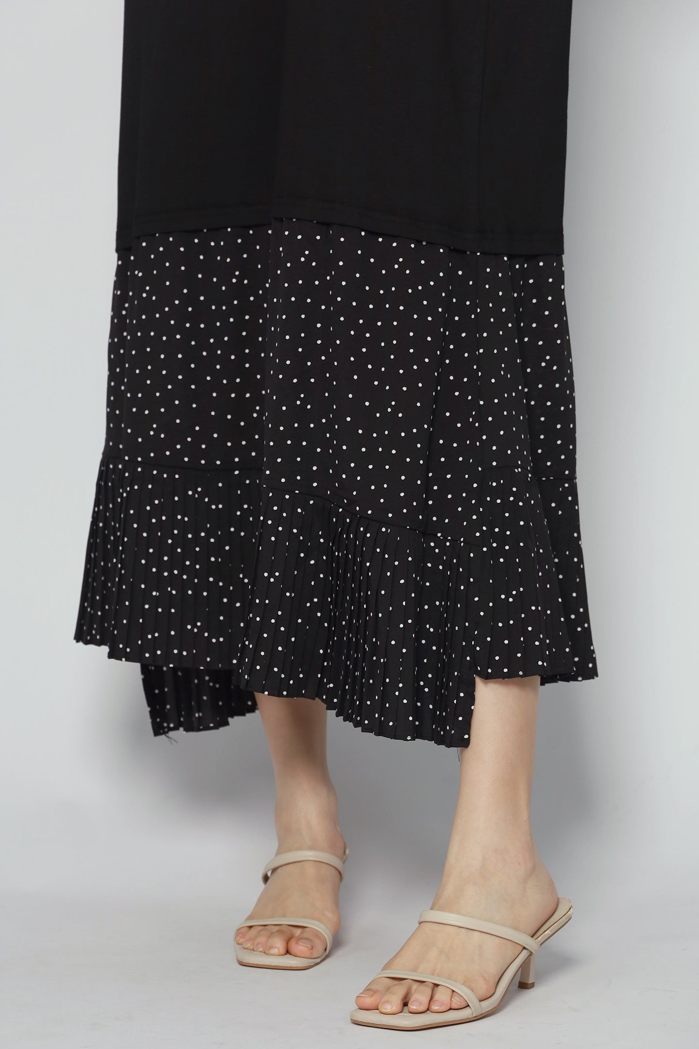Aiden Pleated Polkadot Dress