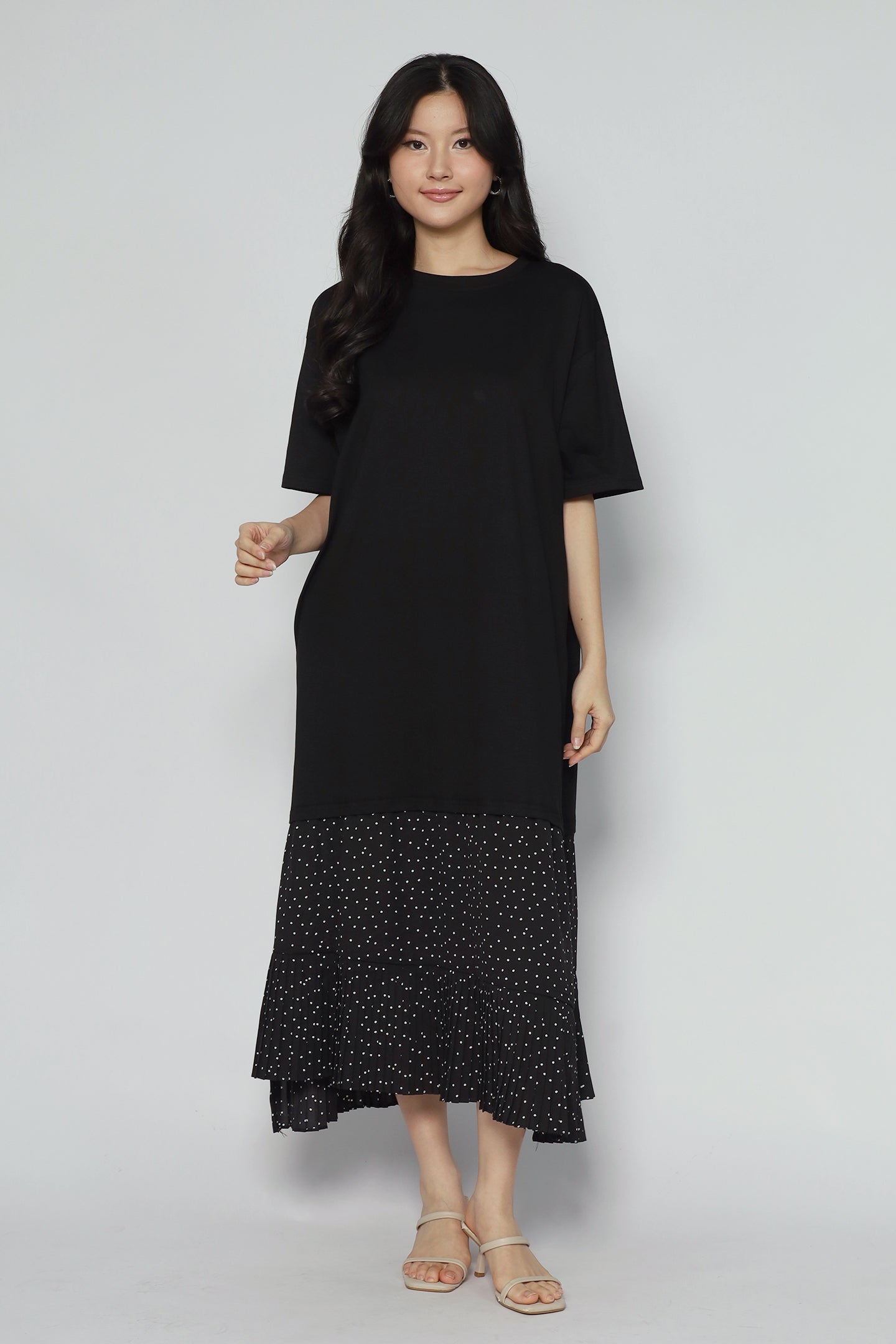 Aiden Pleated Polkadot Dress