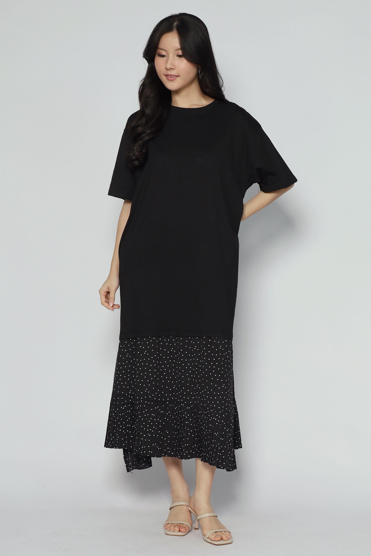 Aiden Pleated Polkadot Dress