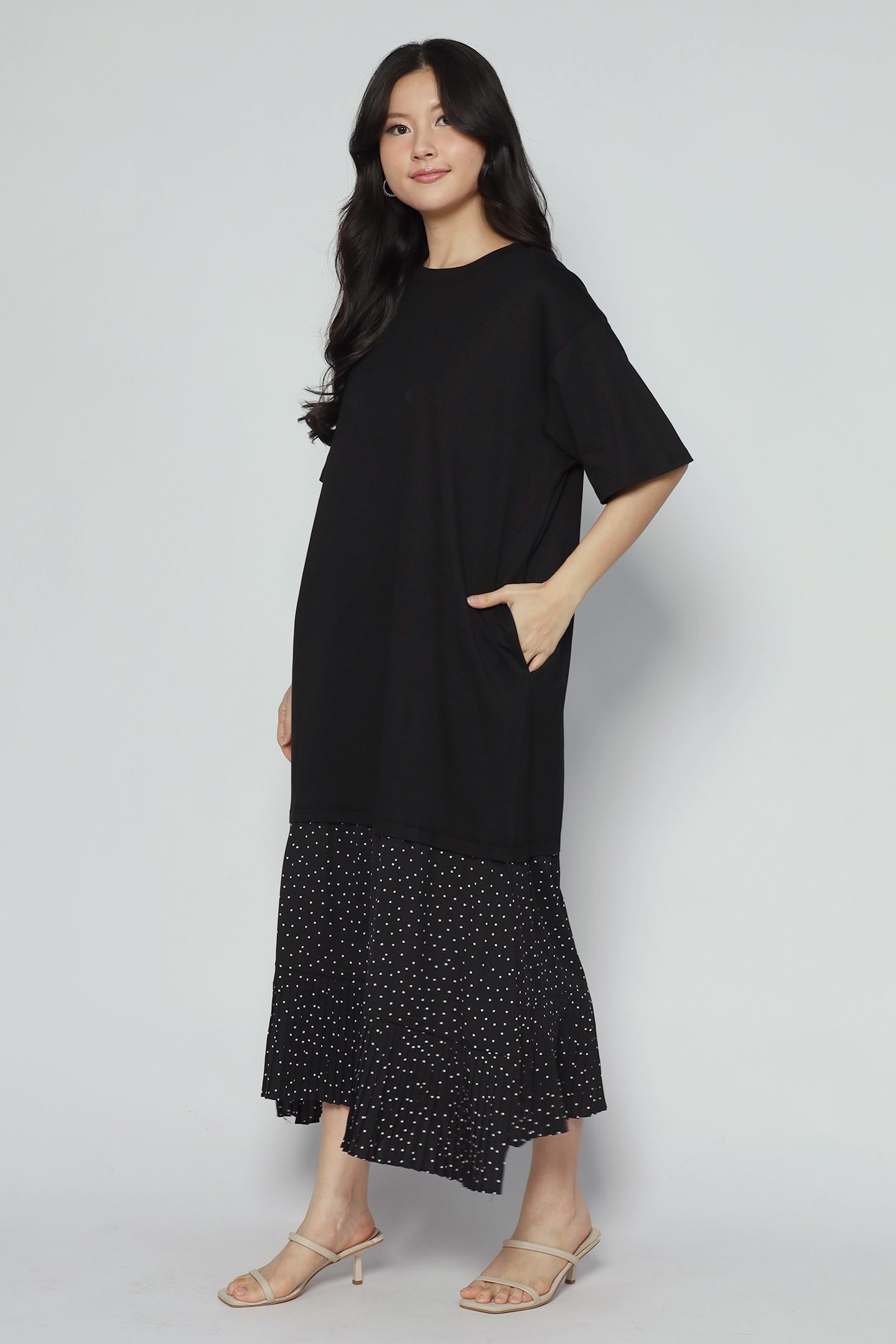 Aiden Pleated Polkadot Dress