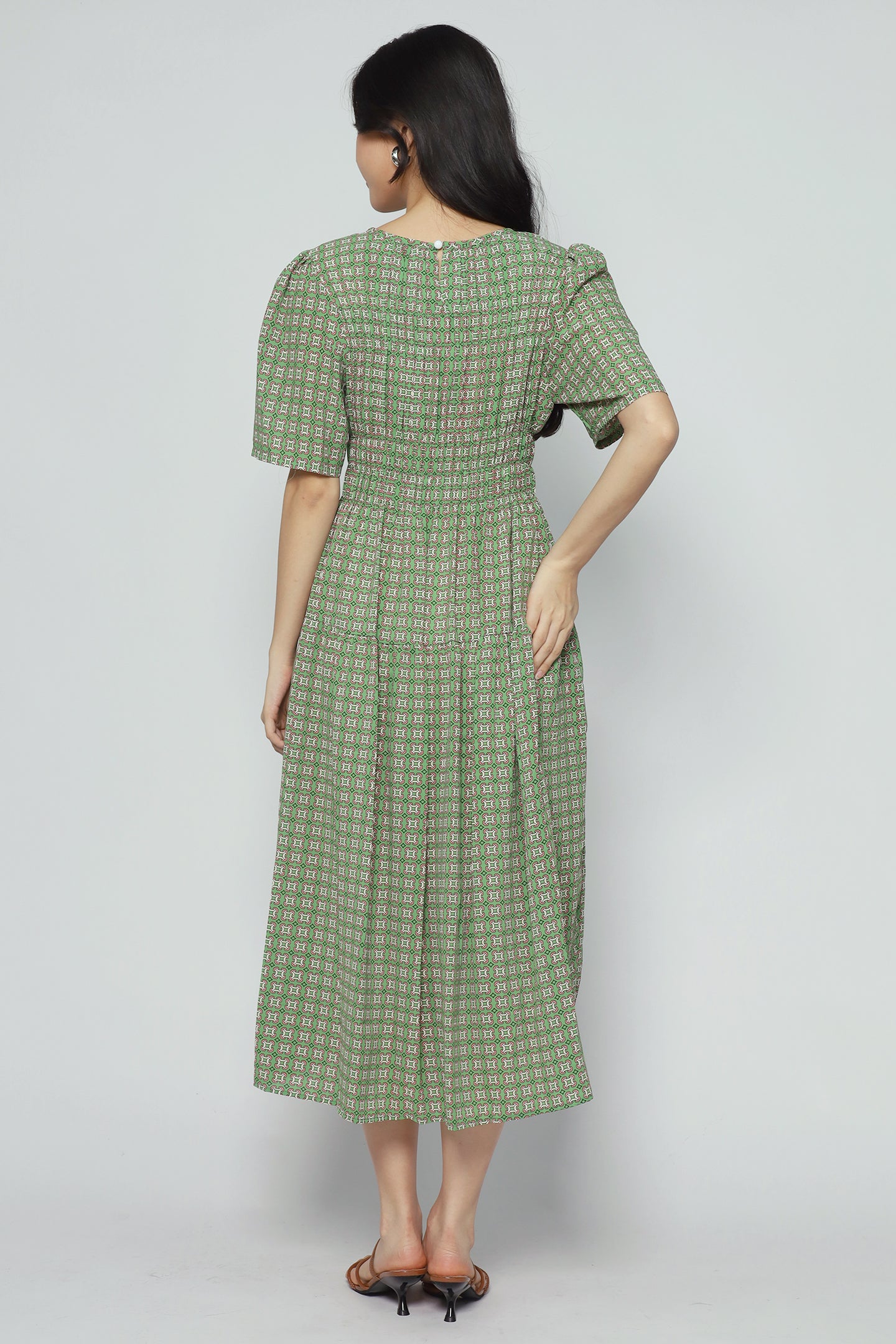 Astha Dress in Green Pattern