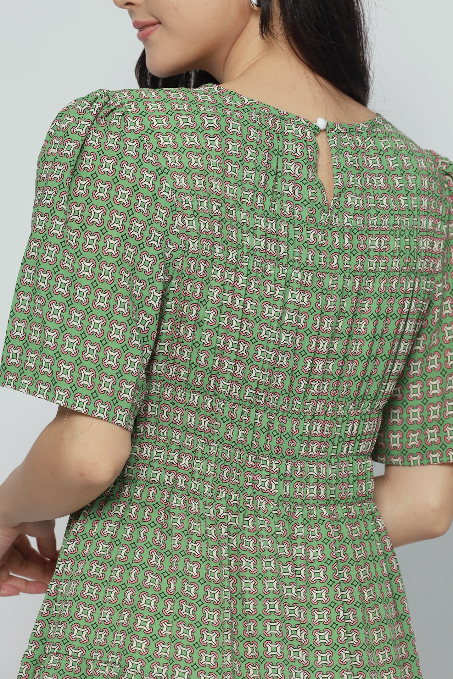 Astha Dress in Green Pattern