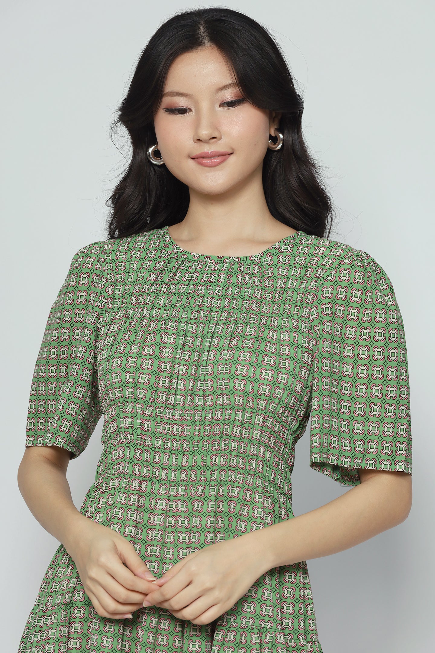 Astha Dress in Green Pattern