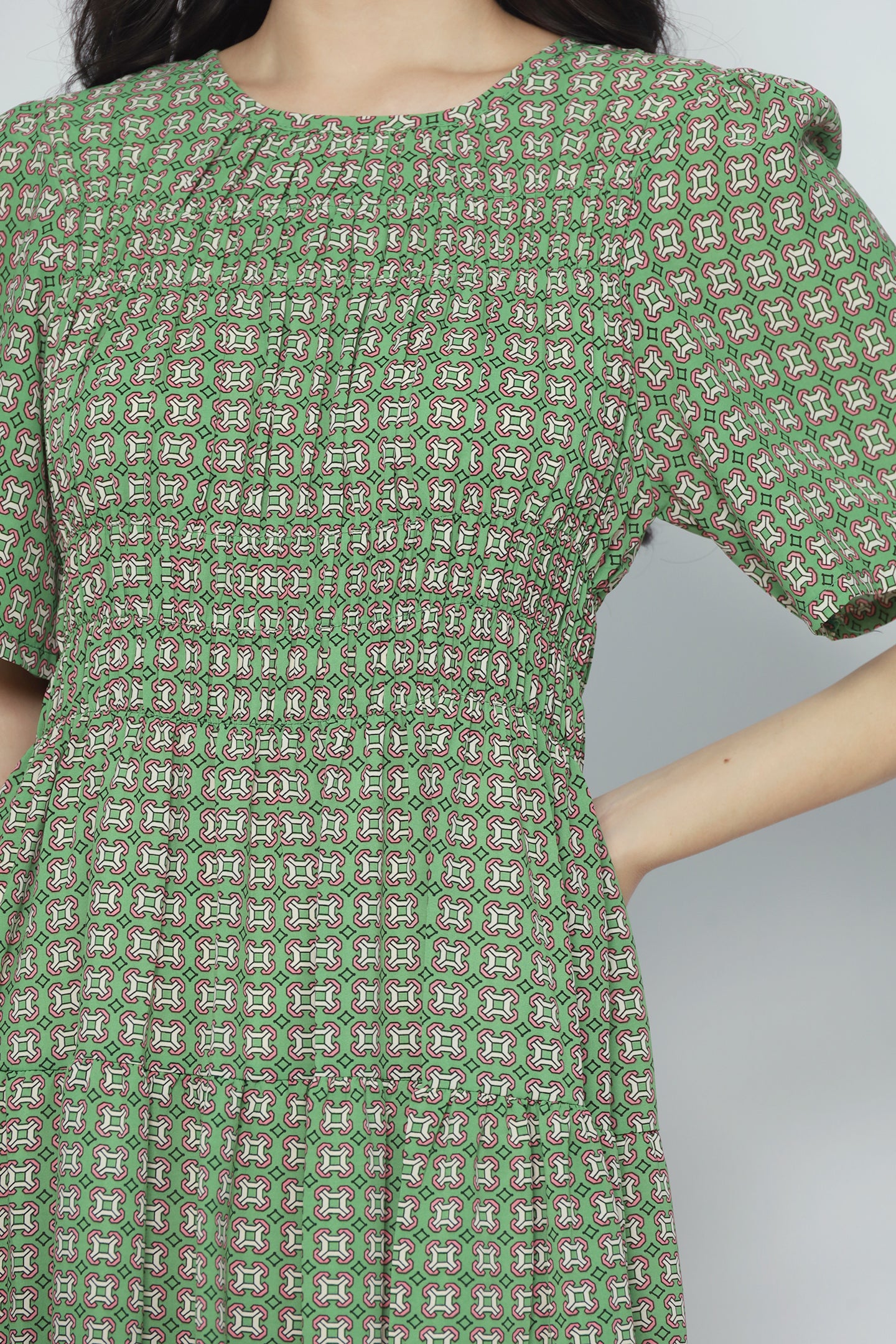 Astha Dress in Green Pattern