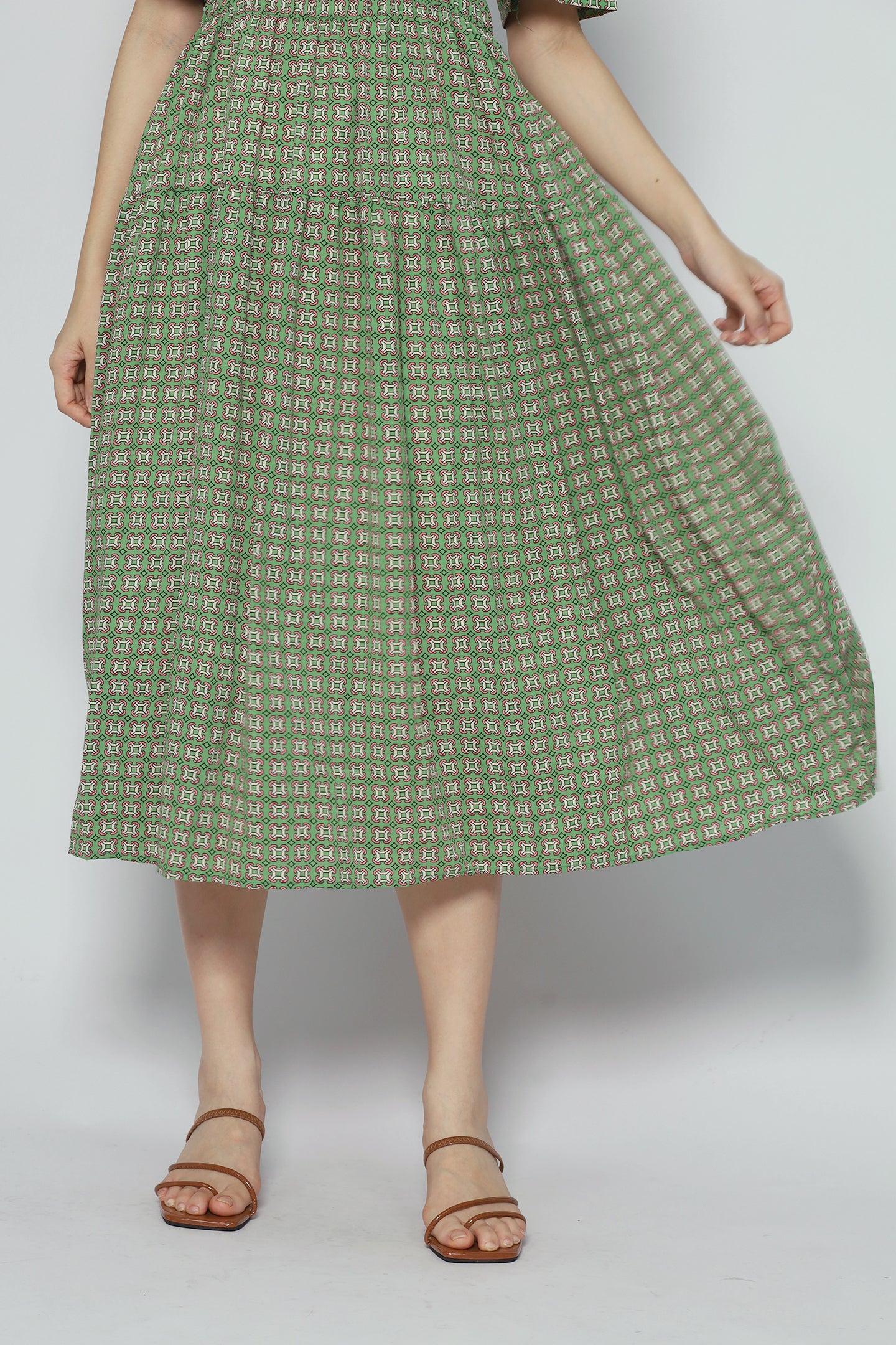 Astha Dress in Green Pattern