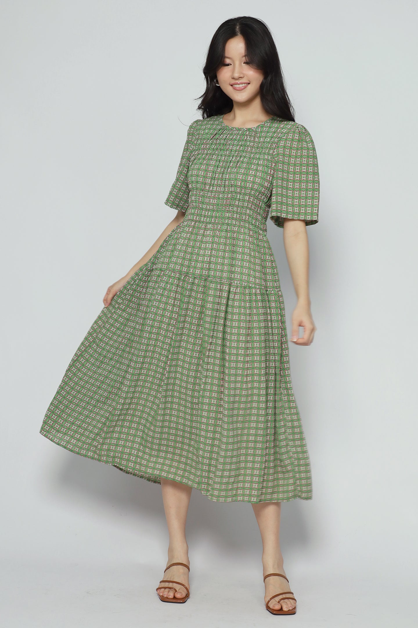 Astha Dress in Green Pattern